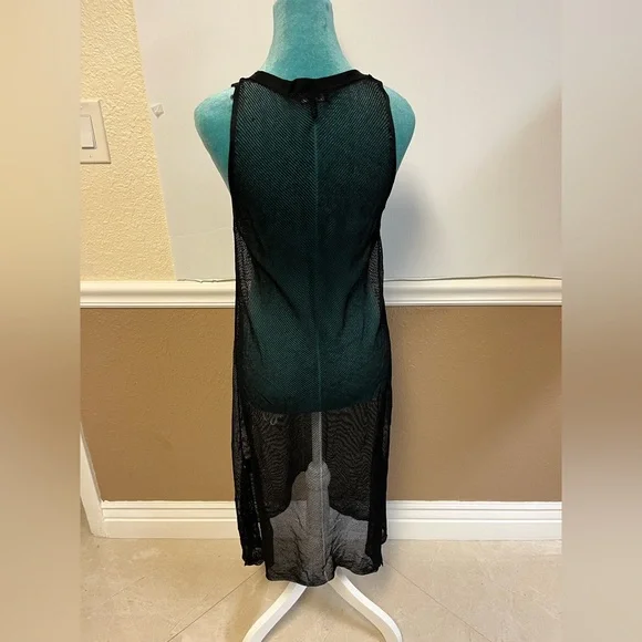 EILEEN FISHER Black Crinkle Mesh Sleeveless Dress – Size S - Picture 3 of 6